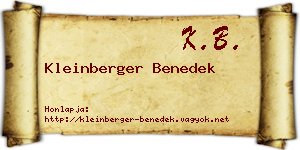 Kleinberger Benedek névjegykártya