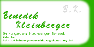 benedek kleinberger business card